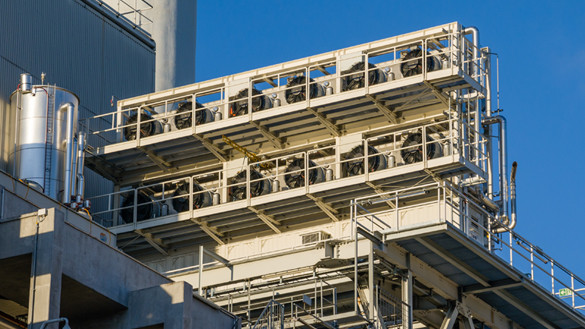 Close-up of fans at a carbon capture and storage plant