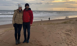 Laura Rainey and partner on the beach - for National Grid's Green Collar Jobs series